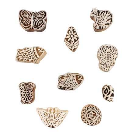 Set of 10 Piece New Mix Wooden Printing Block
